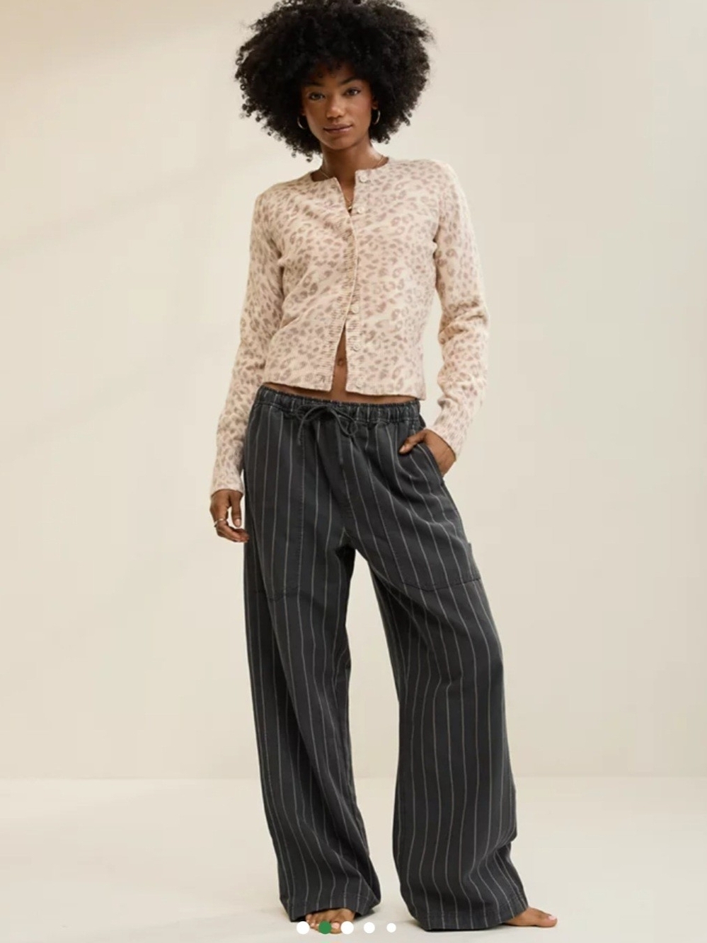 Aerie Wide-Leg Pinstripe Lounge Pants - Size Small